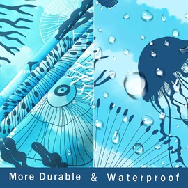 Oval Tablecloth, Blue Ocean Beach Coastal Table Cover Oval 60 x 84 for Summer Party,Perfect for Kitchen Dinner, Restaurant,Outdoor Holiday Picnic Waterproof Table Cloth