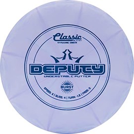Dynamic Discs Classic Blend Burst Deputy Disc Golf Putter | Throwing Frisbee Disc | Consistent Flight | Stamp Color Will Vary (Purple)