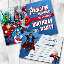 Avengers Party Invitations Birthday Invites (WRITE ON) Packs. (Pack of 20)
