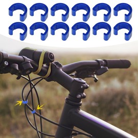 X AUTOHAUX 12pcs Bike Brake Cable Clip C Style Clamp Aluminium Alloy Blue for Mountain Bike Road Bicycle