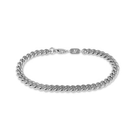 JVillion 6 mm Cuban Link Bracelet, Silver, Stainless Steel, Streetwear, Fashion Jewellery, Men's, Waterproof and Non-Marking, Stainless Steel