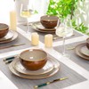 LeRatio Ceramic Dinnerware Sets for 6,18-Piece Plates and Bowls,Handmade Reactive