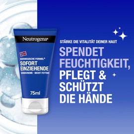 Neutrogena Instant Absorbing Hand Cream, 75ml – Non-Greasy Moisturizer with Glycerine & Vitamin E for Dry, Cracked Hands
