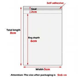 Zydiwo Pack of 200 Transparent Cellophane Bags Sticker Bag Small Plastic Bag OPP for Confetti Jewellery Gift Doll (5 x 8 cm)