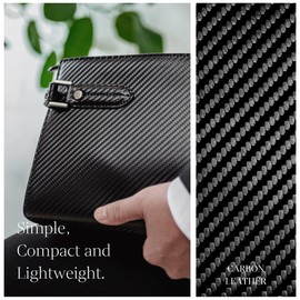 Dom Teporna Men's 2nd Bag, Wide Opening, Clutch Bag, YKK Zipper, For Business, Ceremonies, Handbag, Genuine Leather, carbon leather/black