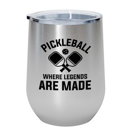 Pickleball Silver Edition Wine Tumbler 12oz - Where legends are - Ball Game pop tennis rackets netball handlball