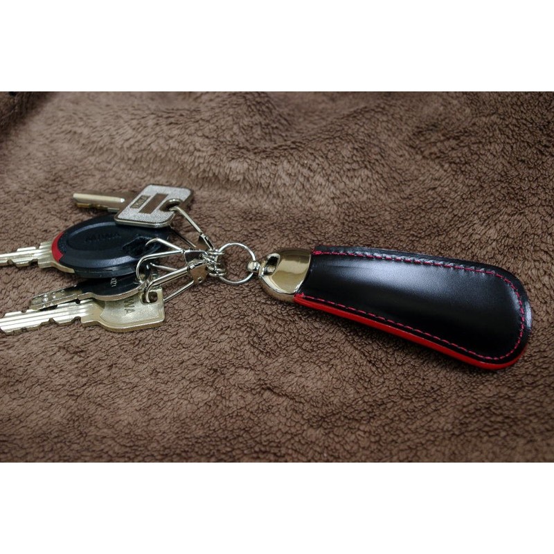 Saint Mode Cordovan Keychain with Shoehorn, black/blue