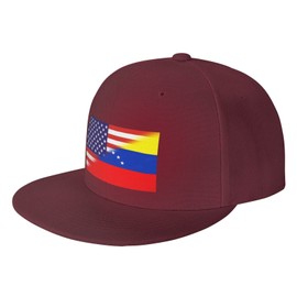 American Venezuela Combined Flag Baseball Cap for Men Women Adjustable Trucker hats Vintage Washed Dad hat Gifts Dark Red