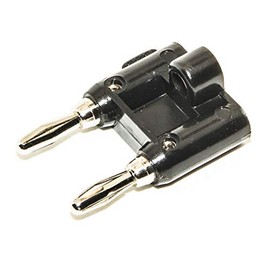 Mueller Electric Banana Plug, Double Stackable, 15A, Solderless, Black - BU-PMDP-0