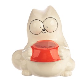 Puckator Simon's Cat Ceramic Money Box with Rubber Stopper, Funny Small Money Box as Decorative Figure, Piggy Bank Replacement or Money Gift Packaging, Dimensions: 11.5 x 10.5 x 10.5 cm