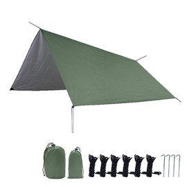 TRIWONDER Waterproof Rain Fly Hammock Camping Shelter Tent Tarp Footprint Sunshade Mat for Hiking Backpacking Beach Picnic (Green - 3 x 3 m)