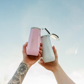 BrüMate 12oz Insulated Champagne Flute With Flip-Top Lid - Made With Vacuum Insulated Stainless Steel (Guava)