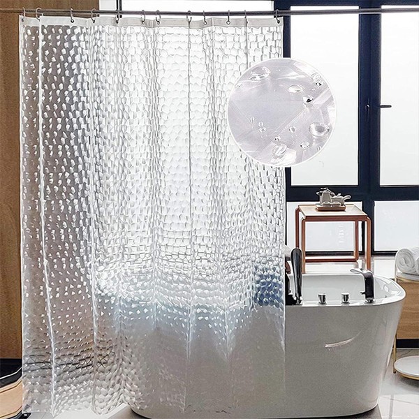 Pracfalt Shower Curtain 120x180cm Waterproof Mildew Resistant Bath Curtain Bathroom Curtain Translucent Image Shielded Unit Bath Curtain Divider with Hooks Lightweight Quick Drying Blindfold Privacy