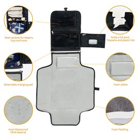 Portable Diaper Changing Pad for Baby, Travel Changing Pad with Baby Wipes Pocket, Gift for babyshower, Newborn Boys & Girls (Black)