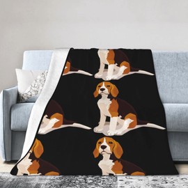 Wisedeal Cute Beagle Dog Animal Theme Comfort Flannel Throw Blanket, Pet Dog Pattern Daughter Mom Friend Aunt Lover Dog Women Blanket Gift for Couch Sofa Chair Bed Office Decor 50"x 60"