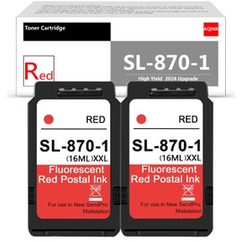 SL-870-1 XXL Fluorescent Red Ink Cartridge : 2 Pack High Capacity Replacement for Pitney Bowes SL870-1 Red Ink cartridges for SendPro Mailstation Postage Meter (CSD1) 2-Pack (2×16ML)