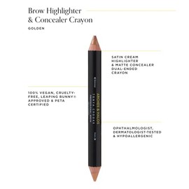 Arches & Halos Crayón Resaltador y Corrector de Cejas - Realza, disimula y resalta el arco de las cejas - Crayón de doble punta con color intenso - Maquillaje vegano y libre de crueldad - .60 ml, Dorado