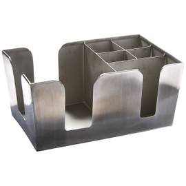 American Metalcraft BARS7 Stainless Steel Bar Caddy with 6 Compartments, Satin Finish, Silver