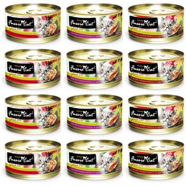 Fussie Cat Premium Grain Free Canned Cat Food 3 Flavor Variety: (4) Tuna with Chicken, (4) Tuna with Salmon and (4) Ocean Fish, 2.82 Oz Each (12 Cans Total)