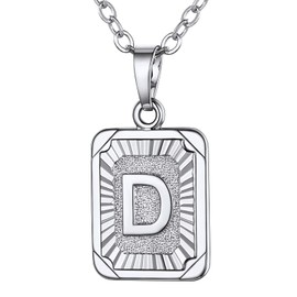 OutstandLong Initial Letter D Alphabet' Pendant Necklaces Captial for Women Men Jewelry