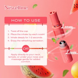 NEWELLME NEWELLME Aromatherapy Nasal Inhaler Stick – Mint, Watermelon & Tropical Scents – Dual-Use Inhale & Apply – Focus & Energy Boost On-The-Go, 6 Count (2×3 Pack)