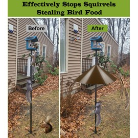 Ansionsol 19 Inch Wide Squirrel Baffle for Bird Feeder Pole, Outside Pole Mount Stopper & Bird House Guard for Outdoor Shepherd’s Hook, Brown, 1 Pack