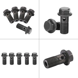Hollow Screw M10 x 1, Hollow Screw, Pack of 5 Brake Hollow Screw, Motorcycle Hollow Screws & Washers Seal Washer Set for Brake Caliper Master Brake Cylinder M10 x 1.25/M10 x 1.0 mm (M10 x 1.25 m