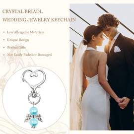 Something Blue Gifts for Bride to be White Blue Keychain for Wife with Meaningful Card Wedding Accessories Jewelry