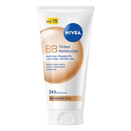 NIVEA BB Tinted Moisturiser SPF 15 Medium (50ml), 24 Hour Moisturising BB Cream with Jojoba Oil, Covers Imperfections and Evens Skin Tone, For Medium Skin Tones