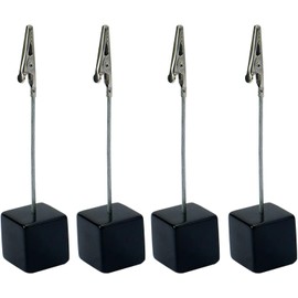 4Pcs Black Memo Clip Holders Stand with Alligator Clasp Pictures Card Paper Note Clip Office Memo Holders for Office Home Use, Office Desk Accessories Workspace Organizers