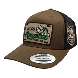 aguacateros de Michoacan Placa Khaki 2 Logos hat Khaki Black mesh