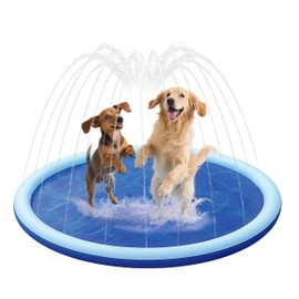 PatiencET 67'' Splash Sprinkler Pad for Dogs, Thicken Non-Slip Sprinkle Pad for Backyard Fun Summer Outdoor Activities