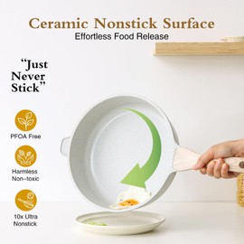 Kordisen Nonstick Ceramic Deep Frying Pan, 10 Inch Non Toxic Skillet with Lid, Healthy Jumbo Cooker, Saute Pan for Cooking, Induction Cookware, PFOA & PFAS Free