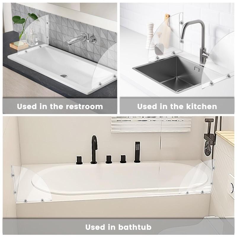 Daily Treasures 2Pcs Removable 10.6"x10.6" Large Shower Splash Guard with