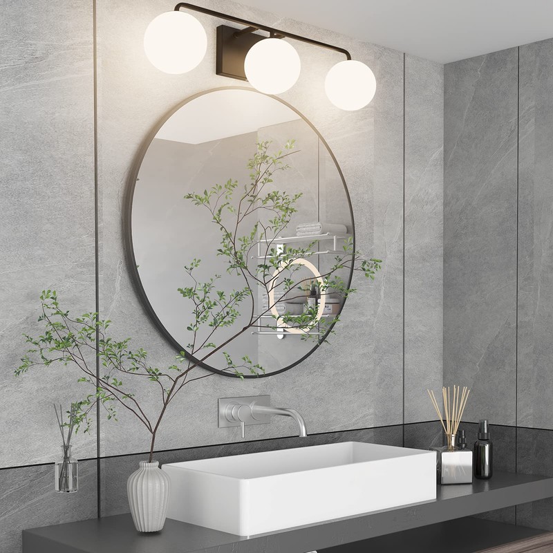 Tipace Mid Century Modern Bathroom Vanity Lights Fixtures 3-Light Black