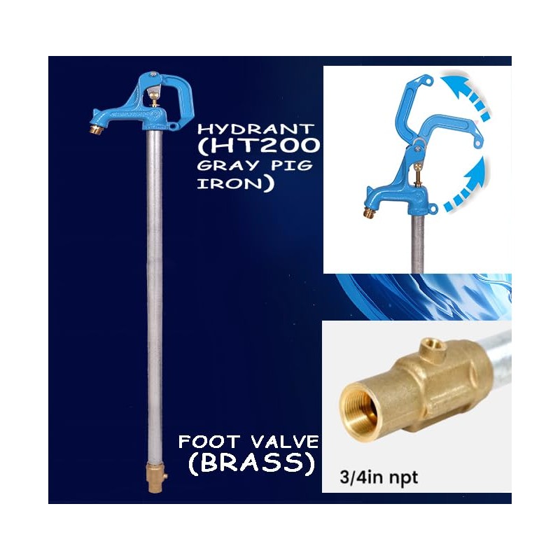 (Total-3.25ft/39inch, Bury-1ft) Yariwiz Frost Proof Yard Hydrant for Yard Garden