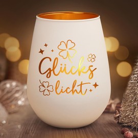 Geschenke für Frauen Männer Freundin, Windlicht mit Gravur Geschenk - Glückslicht, Kleines Persönliches Geschenk Geschenkidee für Beste Mama Freunde Freund Schwester