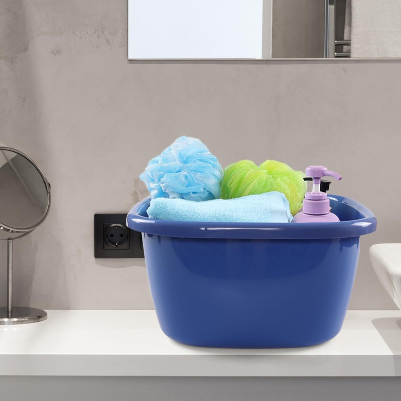 Ramddy 2 Pack 18 Quart Deep Wash Basin, Blue Dish