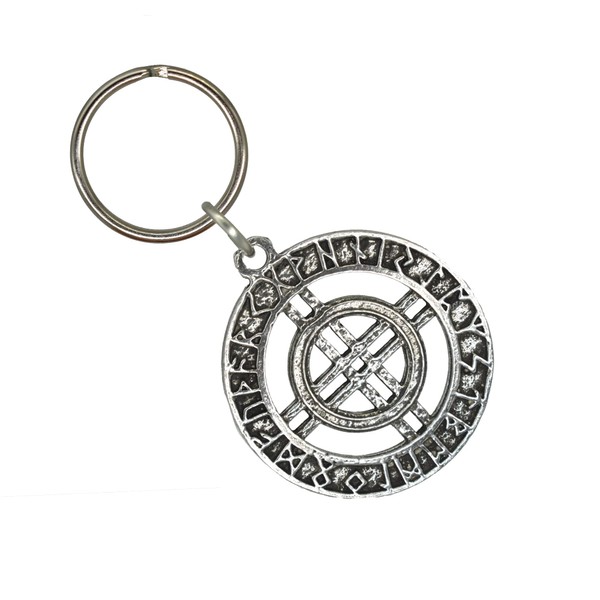 Runes Circle With Center Keychain, G112KC, 1 3/4 inch, Pewter,