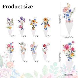 40pcs Wildflower Cupcake Toppers, 8 Designs Flower Birthday Party Decorations Double-Sided Floral Baby Shower Cupcake Picks Decor for Girls Women Summer Spring Wedding Tea Party Supplies