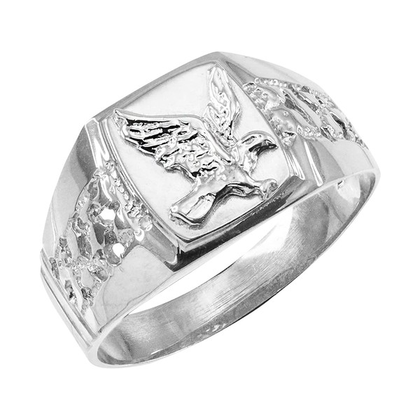 Claddagh Gold .925 Sterling Silver 1/2" Men’s American Patriotic Eagle