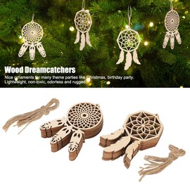 HERCHR 20Pcs Wooden Dream Catcher Kit, Christmas Tree Decorations and Ornaments Tassel Hanging Pendant for Home Shop Birthday Gift