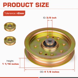 756-04129 Flat Idler Pulley for Cub Cadet MTD GT1054 LTX1040 RZT42 RZT50 Troy Bilt GT50 GT54 753-08171 956-04129 Fits 38" 42" 46" 54" Deck