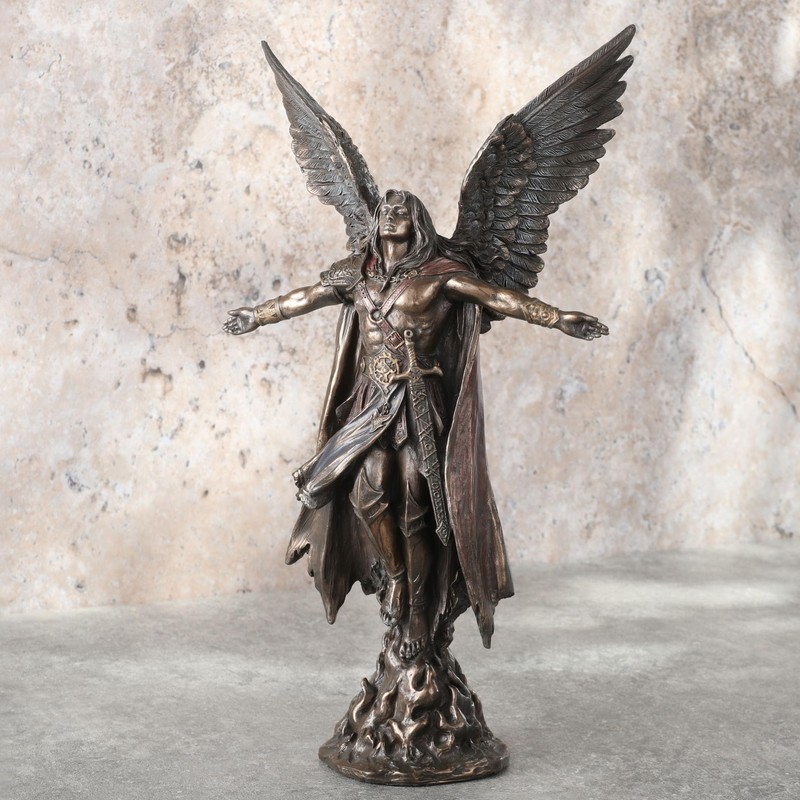 Veronese 11 Inch Tall Ascending Angel Cold Cast Resin Antique