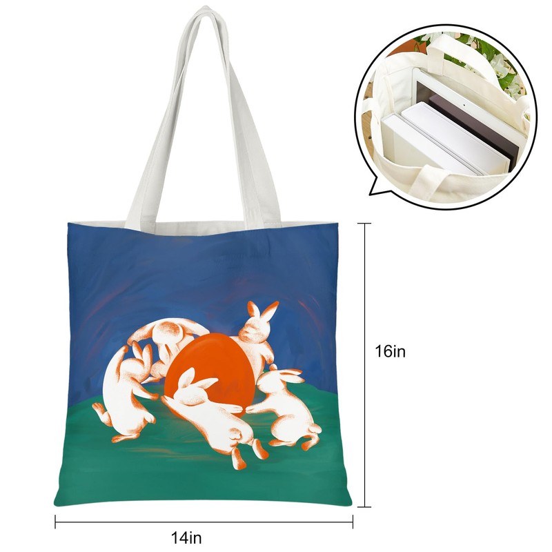 TiTkaiVi Easter Canvas Tote Bag for Woman, Cotton Bags for