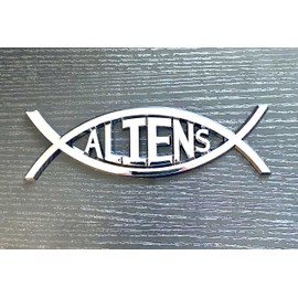 Aliens UFO Car Decal Chrome Auto Emblem Alien Truck Sticker Area 51 Fun Accessory and Gift