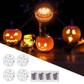 Hitopin Submersible LED Lights, 4PCS Waterproof Underwater Remote Controlled Battery Operated Wireless , Multicolor Submersible Led Lights for Christmas, Pond, Party, Wedding, Vase Base Decorations