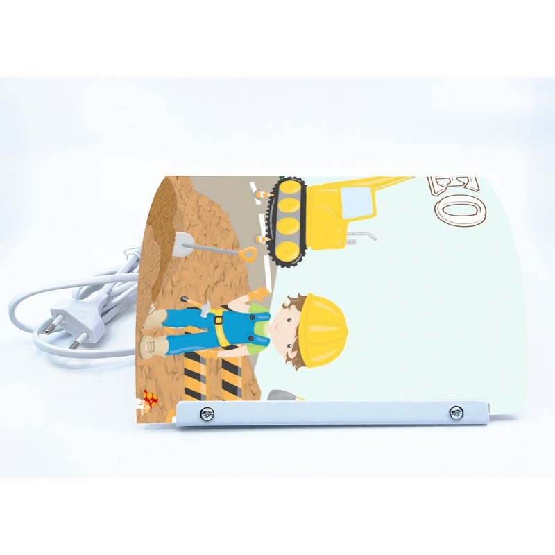CreaDesign WA-1084, Bagger, Kinderzimmer Wandlampe personalisiert mit Namen, Nachtlicht/Schlummerlicht für