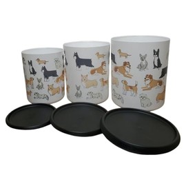 TupperwareSet Pets Dogs Pups Pawsome One Touch Storage Canister 18/12/8 cup Set of 3