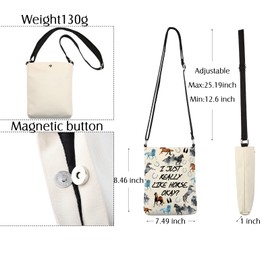 Horse Crossbody Bag Horse Gifts for Horse Lovers Equestrian Gifts Horse Riders Gifts I Just Really Like Horses Shoulder Bag, White